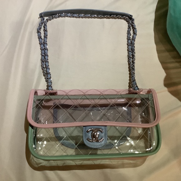 💋❤️ TRANSPARENT MULTICOLOUR VERY HIGH END DESIGNER BAG ❤️💋 - Picture 1 of 9